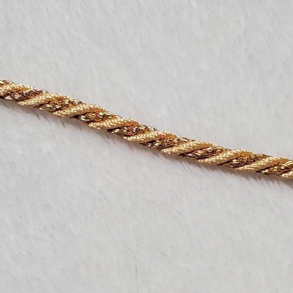 VINTAGE 60s Silk Gold Silver Metal Filigree Embroidered Tassle Tie-Waist Belt - Picture 6 of 11